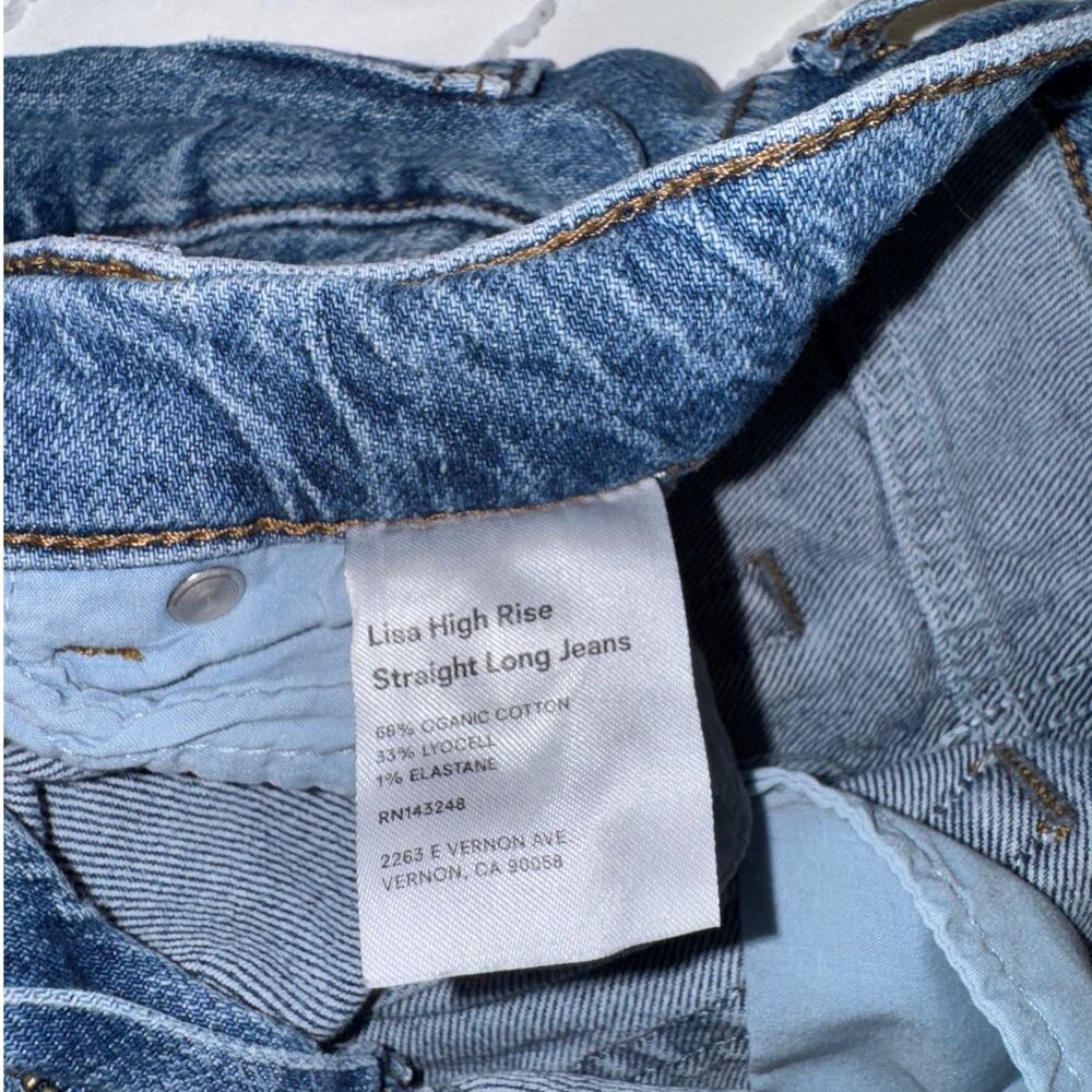 Reformation Lisa High Rise Straight Leg Jeans 24 Organic Cotton Sustainable Eco - Picture 4 of 15